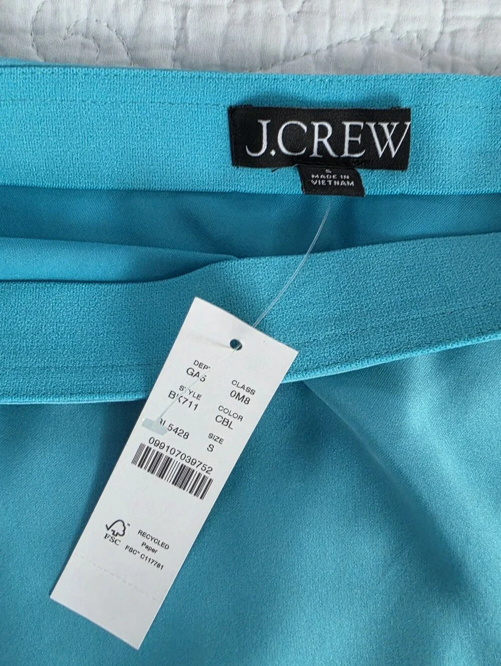 NWT. J.CREW Gwen Mini Slip Skirt In Turquoise Satin